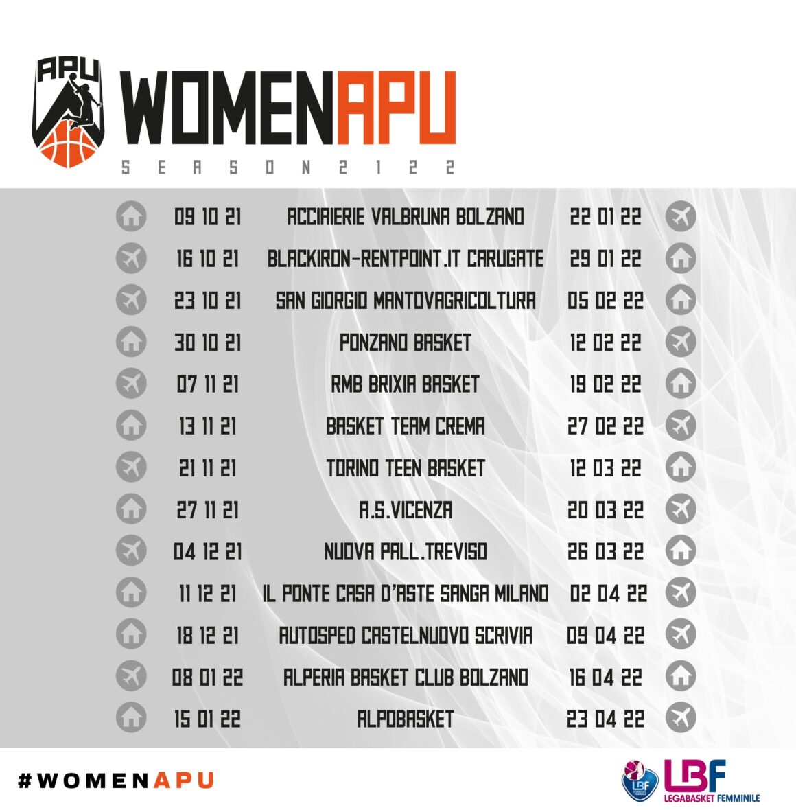 Serie A2 Femminile 2021-2022: l’esordio del 9 ottobre e tutte le altre gare della Women Apu Delser Udine