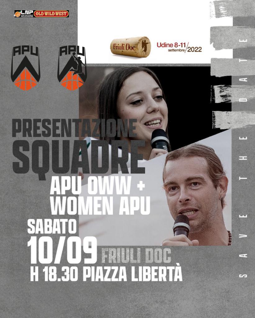 Domani tutti in piazza Libertà per la presentazione dell’Apu Old Wild West Udine e della Women Apu