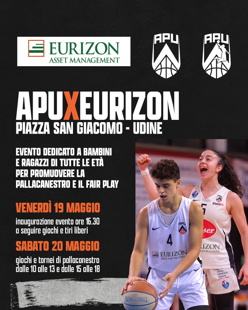 ApuXEurizon: venerdì 17 e sabato 20 in Piazza San Giacomo a Udine l’evento dedicato a bambini e ragazzi di tutte le età per promuovere la pallacanestro e il fair play
