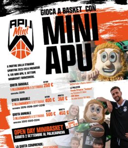 Mini Apu: il 2 settembre un Open Day al PalaCarnera per le annate dal 2012 al 2019